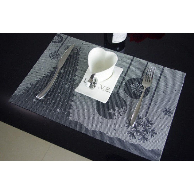 Placemat Fashion Pvc Dining Table Mat Christmas Disc Pads Bowl Pad Coasters Waterproof Table Cloth Pad Slip-Resistant Pad