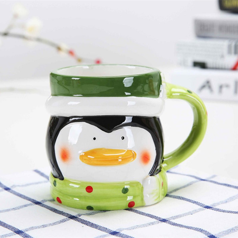 3D Christmas Mug Ceramic Coffee Mugs Elk Santa Claus Penguin Snowman Gifts Mug