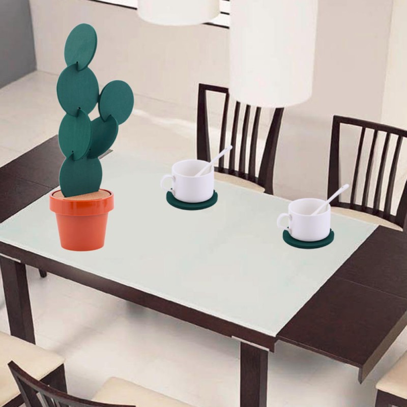 DIY Table Decoration Novelty Cup Heat Insulation Mat Heat Insulation Cactus Potted Coasters Nonslip Pad Set 7 Pieces