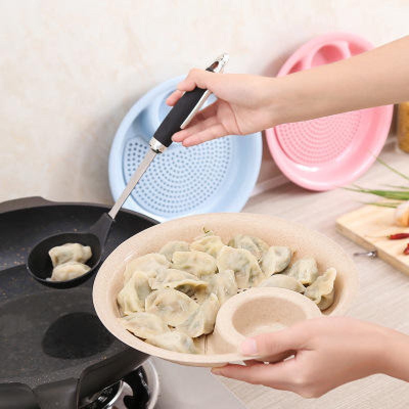 Straw Creative Dumpling Vinegar Dish Double Dribbling Microwave Home Plate Boiled Dumplings Fruit Plate