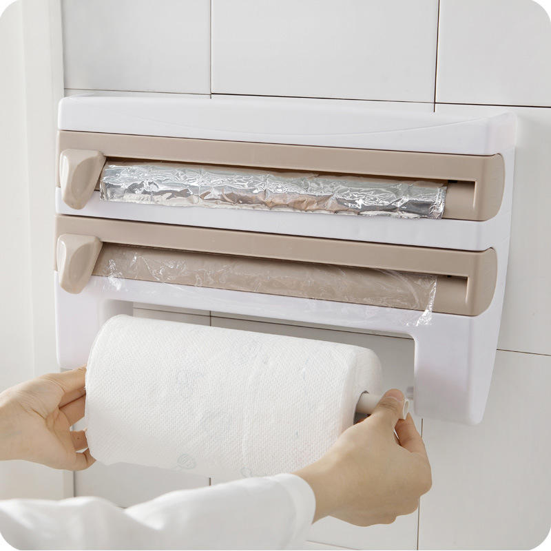 Creative Kitchen Storage Rack Holders Plastic Seasoning Holder Plastic Wrap Tin Foil Paper Fresh-keeping