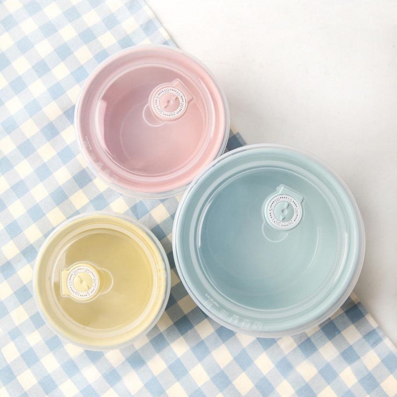 Xiaomi 3pcs Colorful Porcelain Sealed Bowls Set Large Soup Salad Bowl Set With Lids
