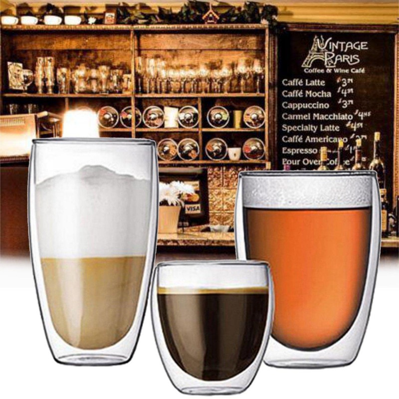 Double Wall Glass Cups Coffee Mug Heat Resistant Cappuccino Beer Milk Tea Cup