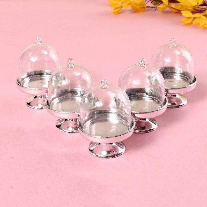 12 Pcs Mini Cake Stand Cupcake Box Plastic Candy Box Holder With Cover Kitchen Storage Container