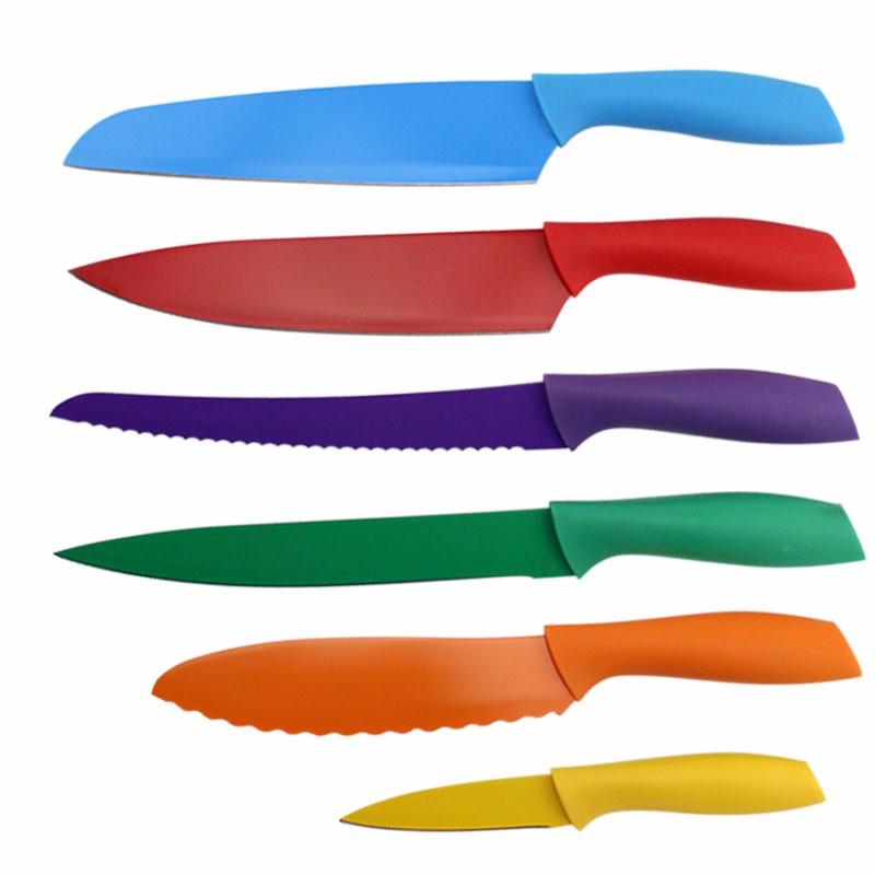 FINDKING Colorful 6 pcs in One Set Kitchen Tools Non-Stick Knife Set Stainless Steel Kitchen Knife Set