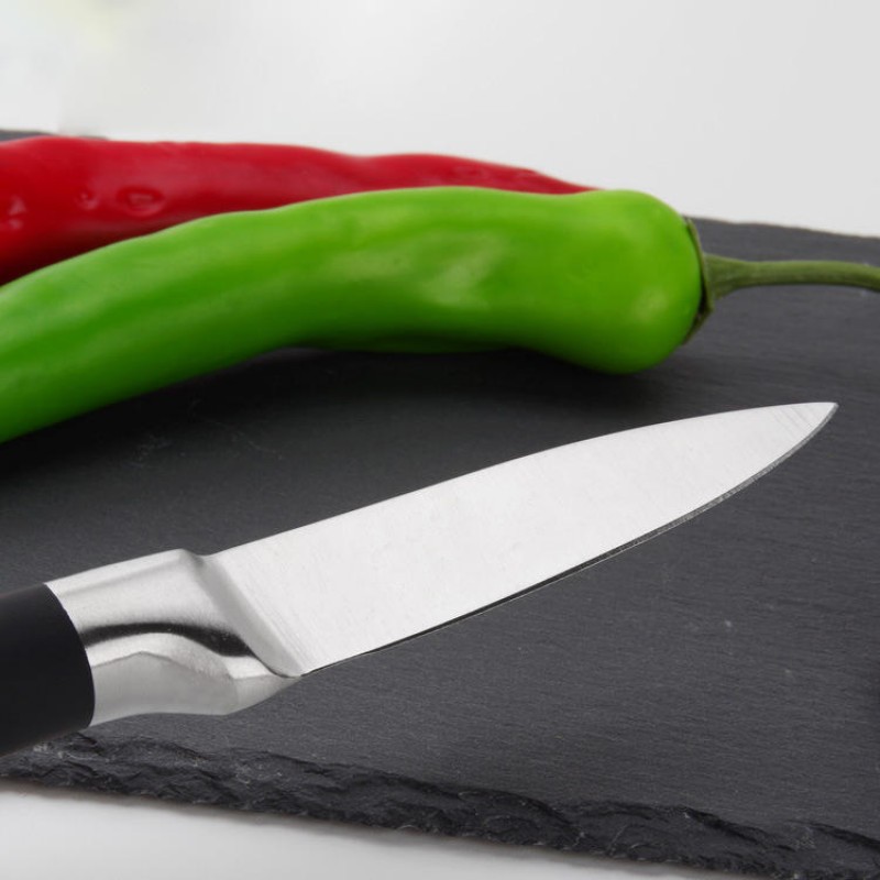 Portable Black High Quality Stainless Steel Knife Fruit Easy Cutting Paring Sharp Kitchen Knife