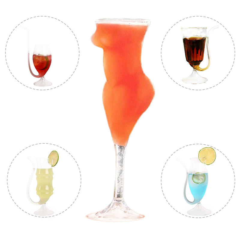 Creative Transparent Curved Glass Cup Heat-resistant Wine Juice Vampire Wine Glass