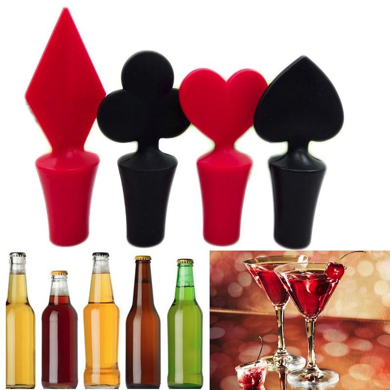 Poker Shaped Wine Stopper 1 Piece Silicone Vacuum Sealed Wine Stopper Bar Tools