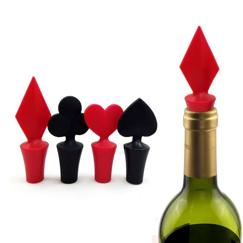 Poker Shaped Wine Stopper 1 Piece Silicone Vacuum Sealed Wine Stopper Bar Tools