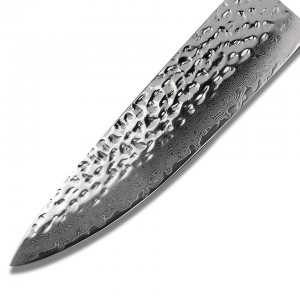 KF-21 Damascus Hammer Pattern Stainless Steel Blac...