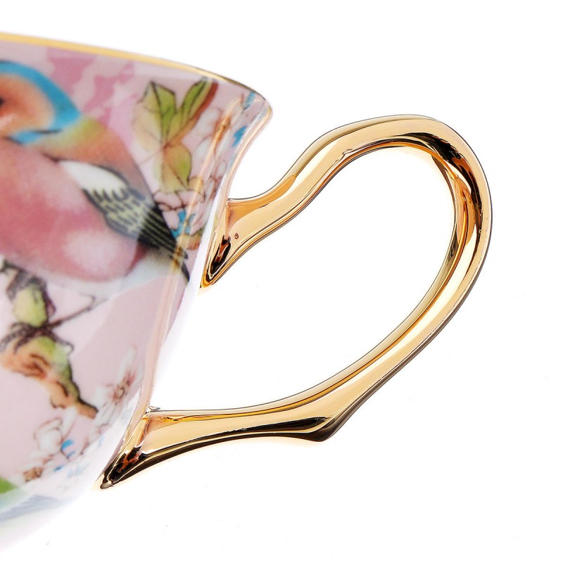 Fine Bone China Tea Coffee Cup Saucer Spoon Set 200ml Luxury Ceramic Mug