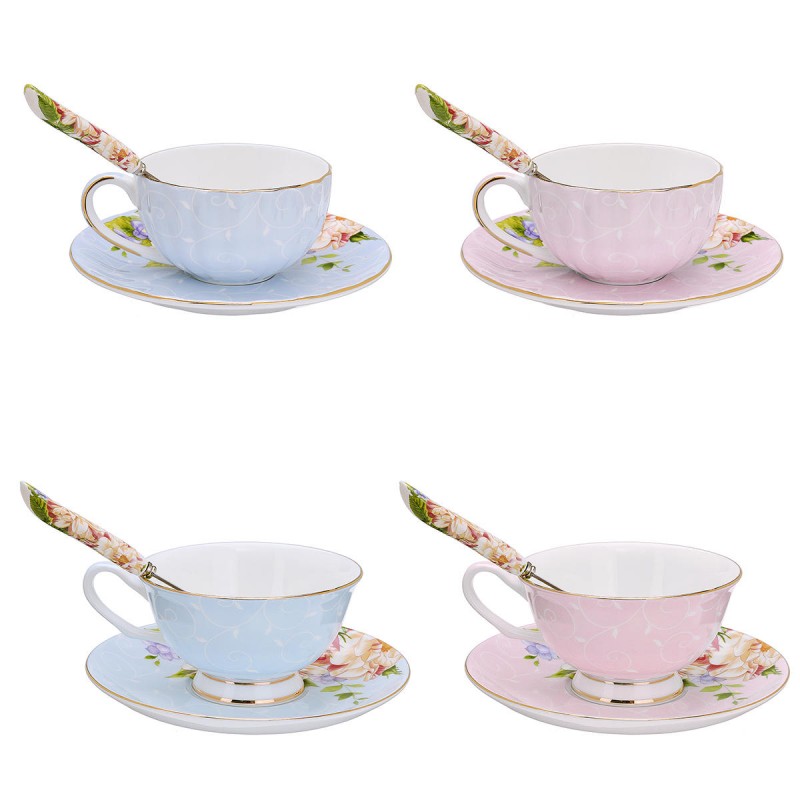 3Pcs/Set Fashion British Bone China Coffee Cup Saucer Spoon For Home Office