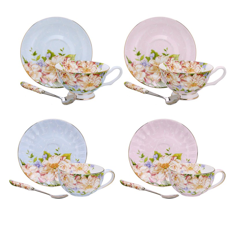 3Pcs/Set Fashion British Bone China Coffee Cup Saucer Spoon For Home Office