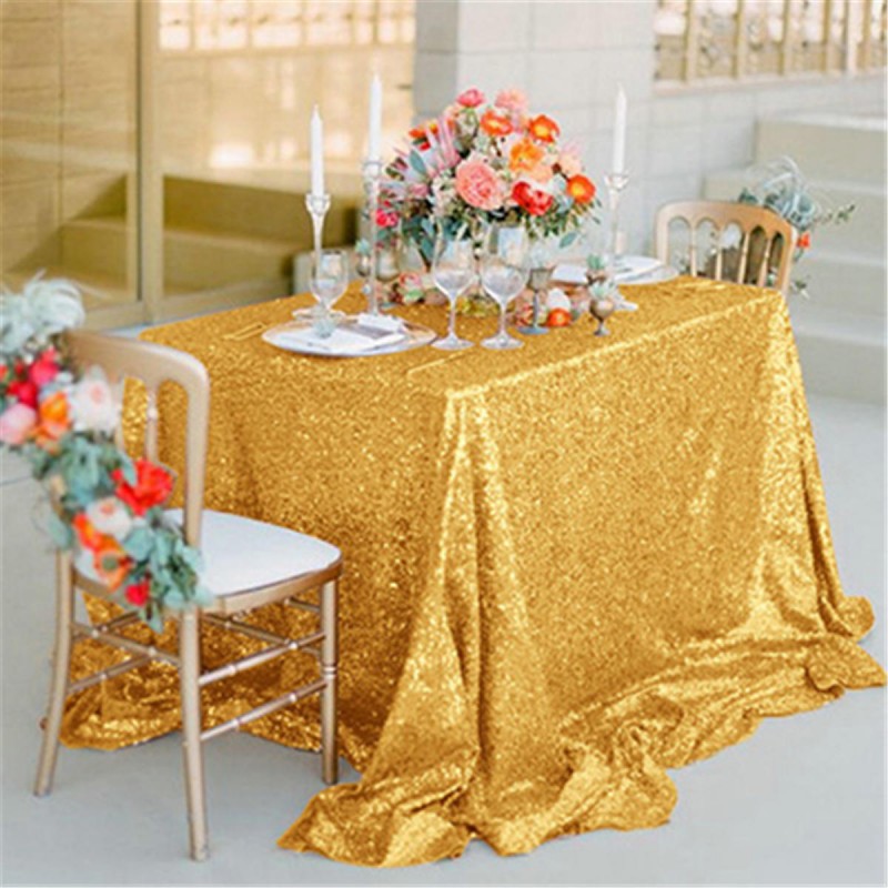 51''x20'' Gold Rose Sparkly Sequin Tablecloth Cover Banquet Wedding Party Decor