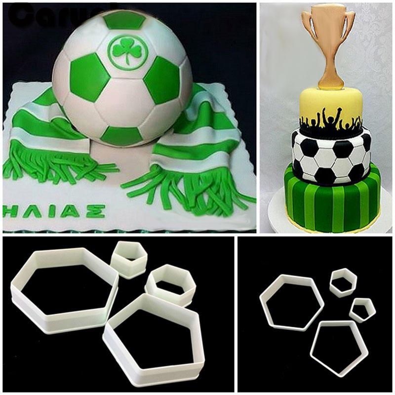 4pcs Football Fondant Cutter Plastic Cutter Fondant Molds Cake Decorating Molds Cake Moulds Chocolate  Moulds Baking Mold