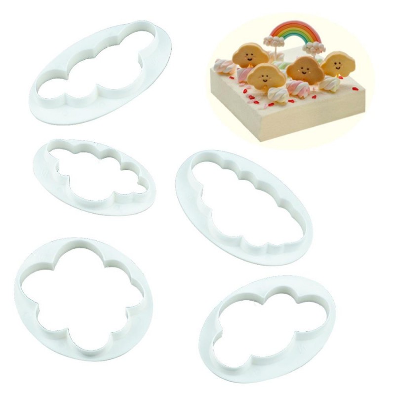 5pcs Fondant Cutter Cloud Plastic Cake Cookie Biscuit Cutter Fondant Cake Baking Mold Decorating Tools Sugarcraft