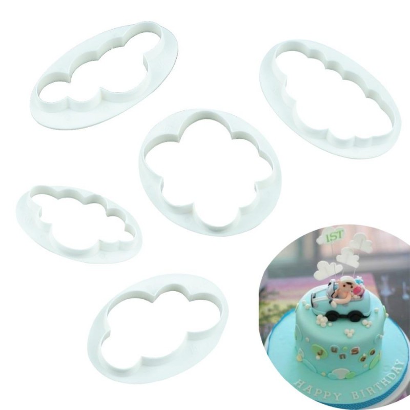 5pcs Fondant Cutter Cloud Plastic Cake Cookie Biscuit Cutter Fondant Cake Baking Mold Decorating Tools Sugarcraft