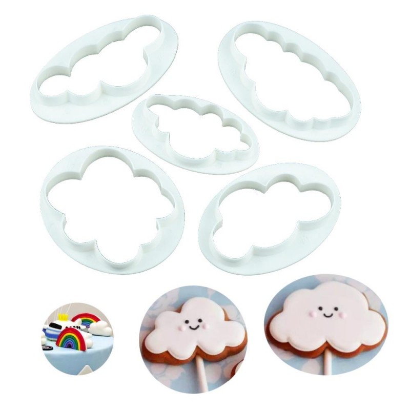 5pcs Fondant Cutter Cloud Plastic Cake Cookie Biscuit Cutter Fondant Cake Baking Mold Decorating Tools Sugarcraft