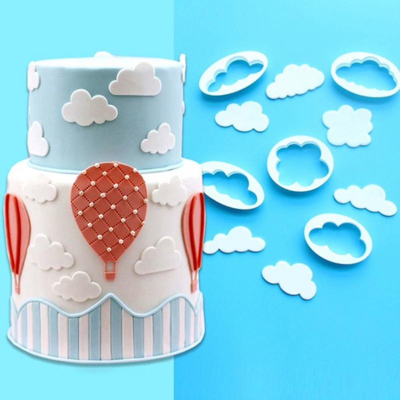 5pcs Fondant Cutter Cloud Plastic Cake Cookie Biscuit Cutter Fondant Cake Baking Mold Decorating Tools Sugarcraft