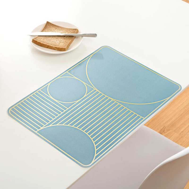 Home Waterproof Greaseproof Simple Geometry Pattern Heat Resistant Insulating Dining Pad Mat Placemat