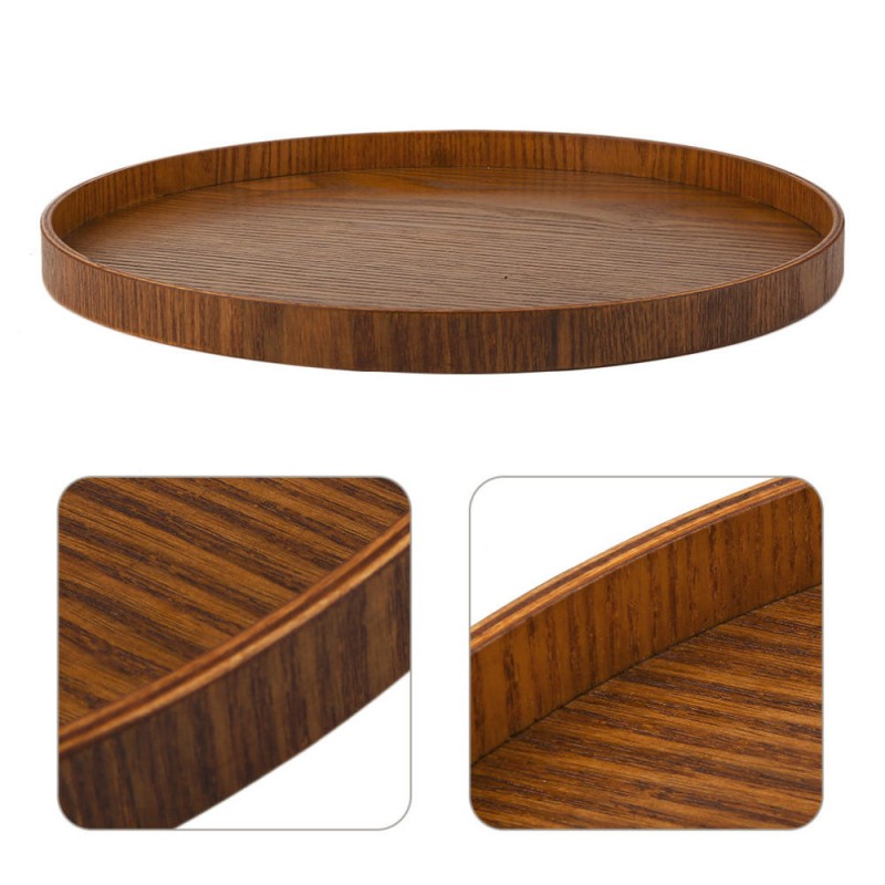 30cm Natural Wooden Round Plate Tea Tray Fruit Food Bakery Serving Trays Dishes Platter Kitchen Supplies New Tableware Natural Plywood Serving Plate