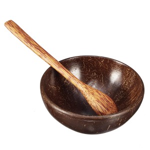 Natural Coconut Shell Bowl and Spoon Handmade Hand...