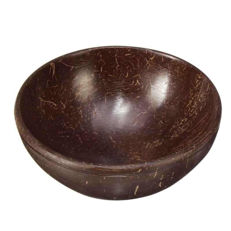 Natural Coconut Shell Bowl and Spoon Handmade Handcraft Carved Tableware Gift Rice Bowl