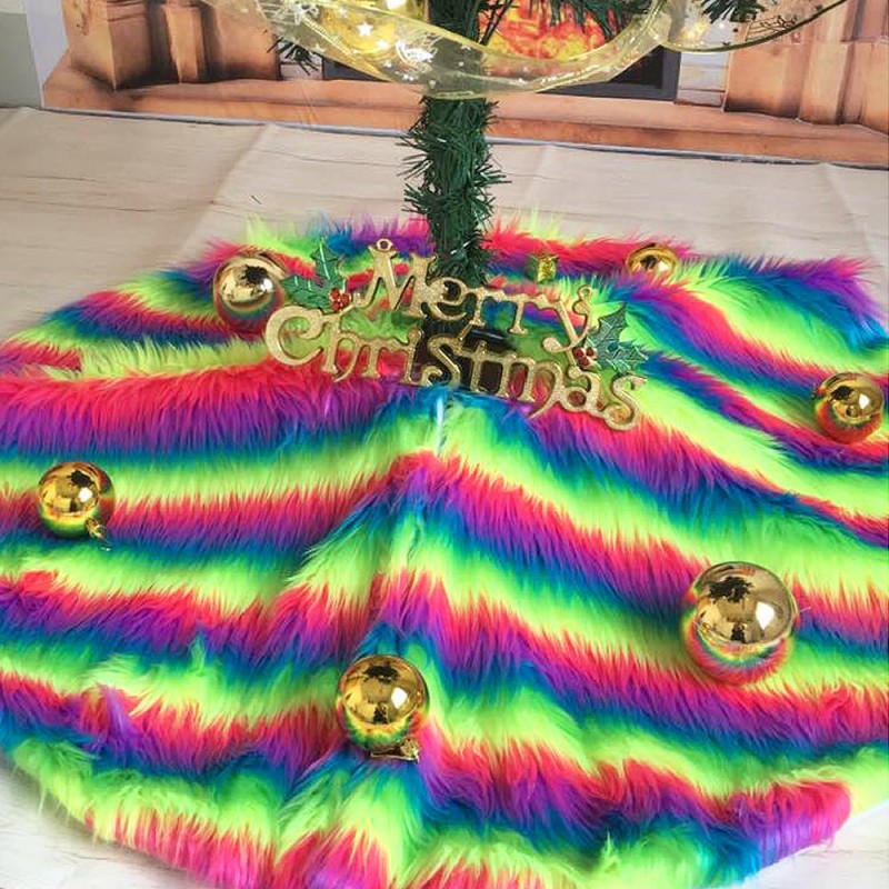 90cm Christmas Tree Skirt Aprons 5 Colors Plush Christmas Ornaments Home Kitchen Decorations