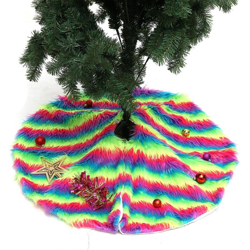 90cm Christmas Tree Skirt Aprons 5 Colors Plush Christmas Ornaments Home Kitchen Decorations