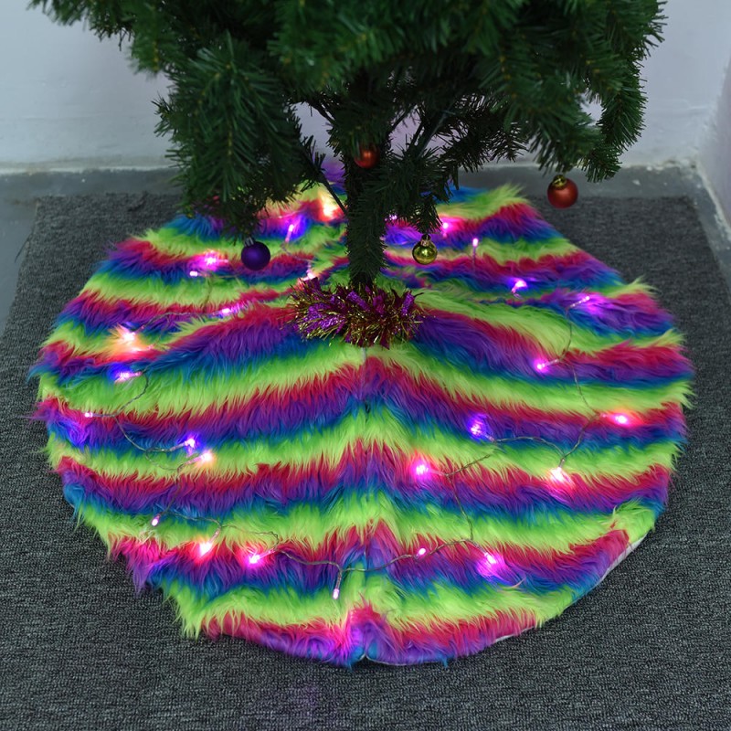 90cm Christmas Tree Skirt Aprons 5 Colors Plush Christmas Ornaments Home Kitchen Decorations