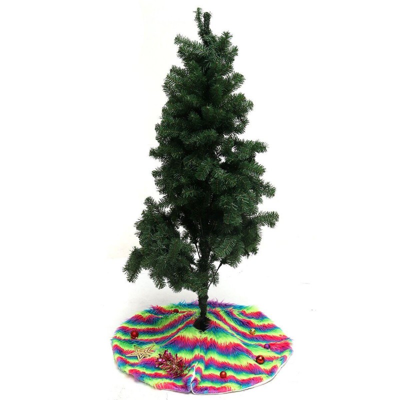 90cm Christmas Tree Skirt Aprons 5 Colors Plush Christmas Ornaments Home Kitchen Decorations