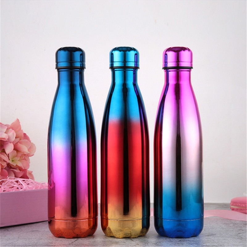 Vaccum Insulated Flask Water Bottle Thermal Stainless Steel Rainbow Sport 500ML