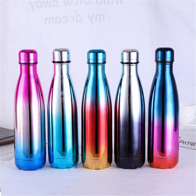 Vaccum Insulated Flask Water Bottle Thermal Stainless Steel Rainbow Sport 500ML