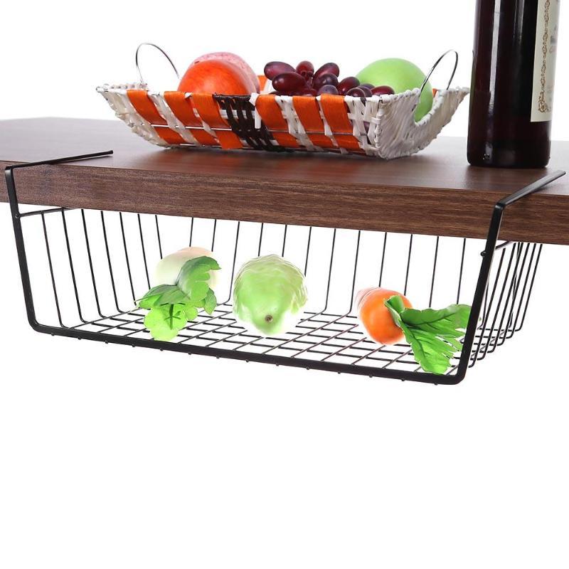 Iron Rack Hanging Shelf Kitchen Free Punch Storage Basket Portable Cabinets Kitchen Storage Rack Chopping Holder Space Saver Organizer Cupboard