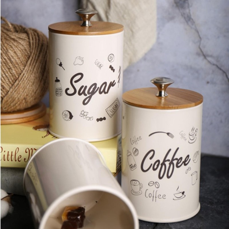 3PCS Retro Tea Coffee Sugar Kitchen Storage Container Canisters Jars Pots Tins