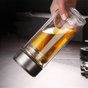 Large Glass Juice Water Bottle Double Walled Tea I...