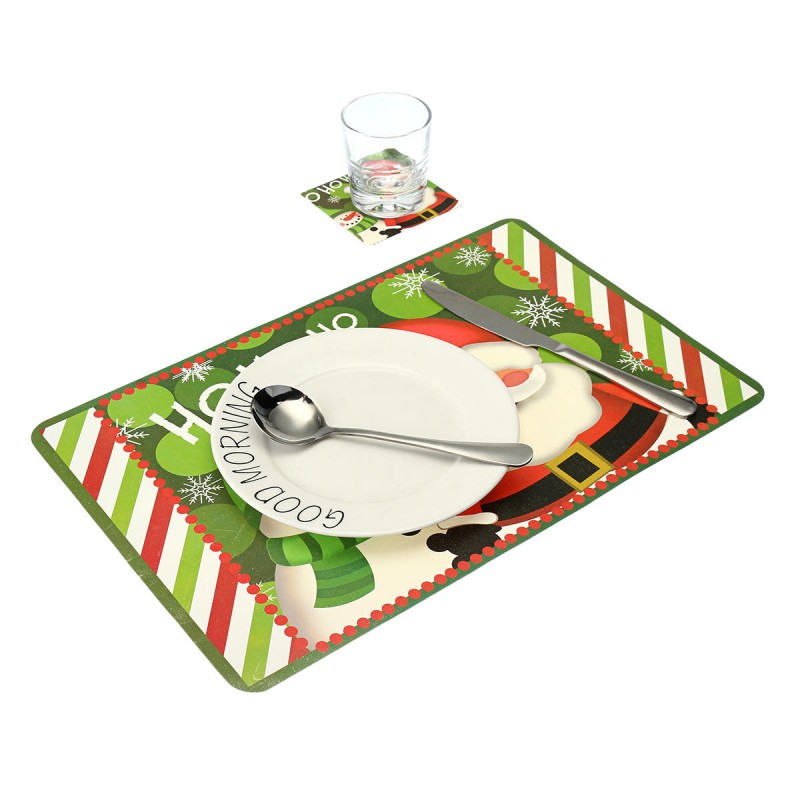 12PCS/Set Christmas Placemat Table Merry Xmas Placemats Coaster Kichen Table Decorations