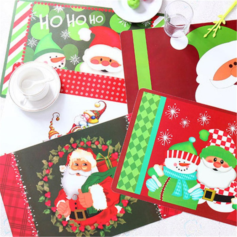 12PCS/Set Christmas Placemat Table Merry Xmas Placemats Coaster Kichen Table Decorations