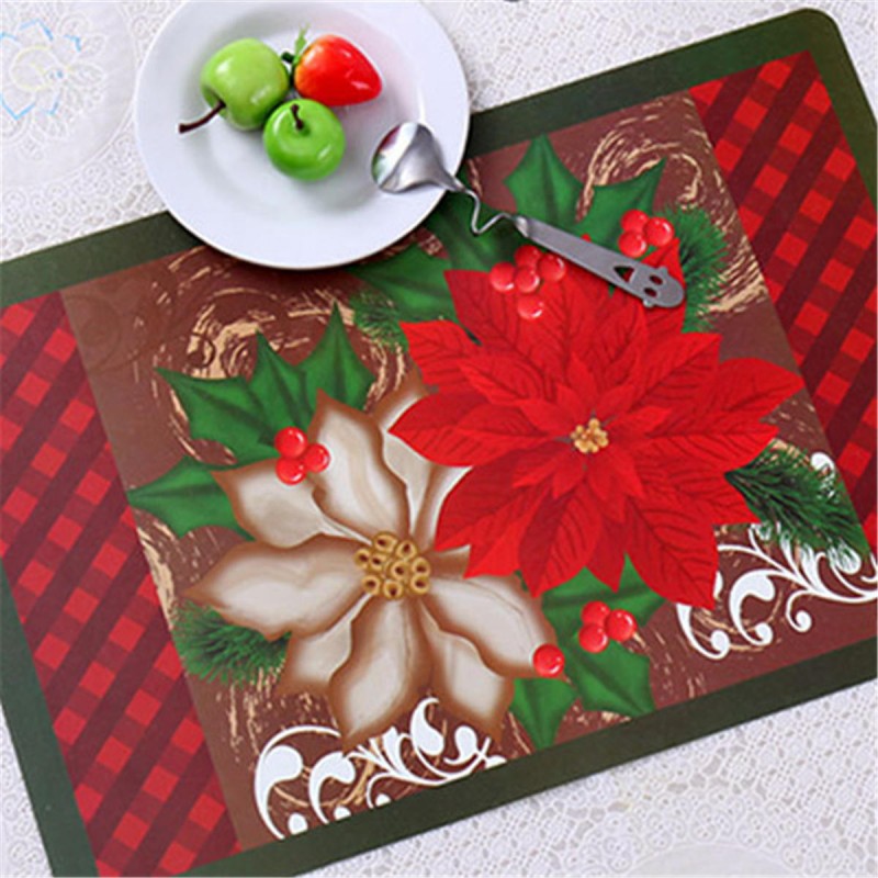 12PCS/Set Christmas Placemat Table Merry Xmas Placemats Coaster Kichen Table Decorations