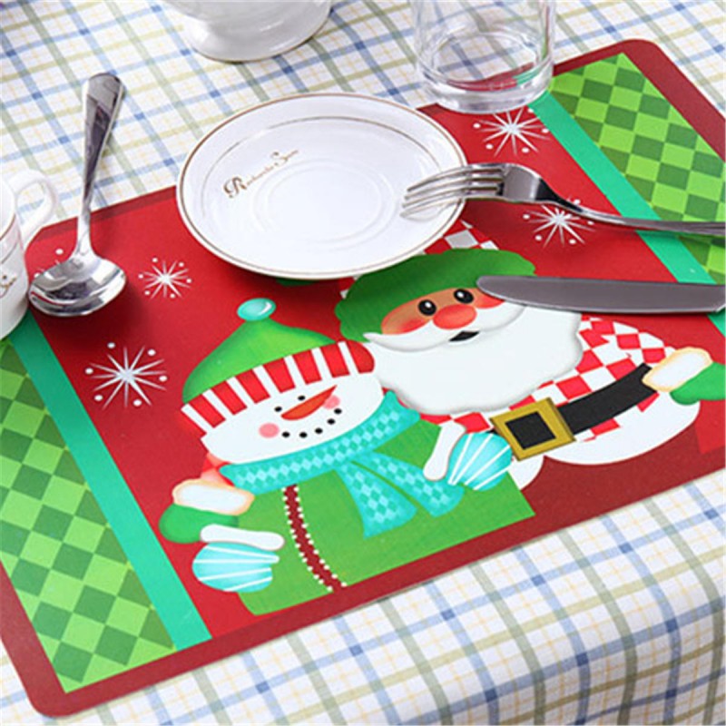 12PCS/Set Christmas Placemat Table Merry Xmas Placemats Coaster Kichen Table Decorations