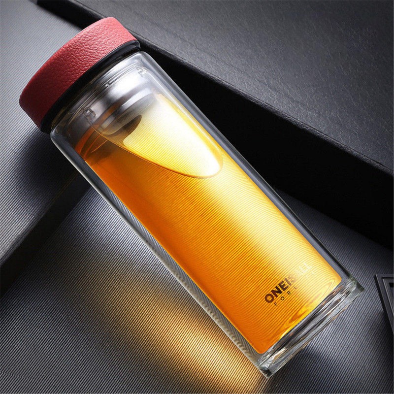 Oneisall 500ml Glass Water Bottle Cup Sports Home Office Travel Mug With Tea Infuser