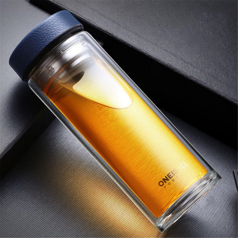 Oneisall 500ml Glass Water Bottle Cup Sports Home Office Travel Mug With Tea Infuser