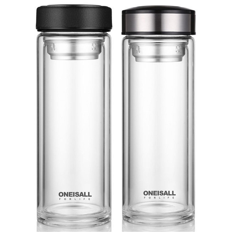 Oneisall 500ml Glass Water Bottle Cup Sports Home Office Travel Mug With Tea Infuser